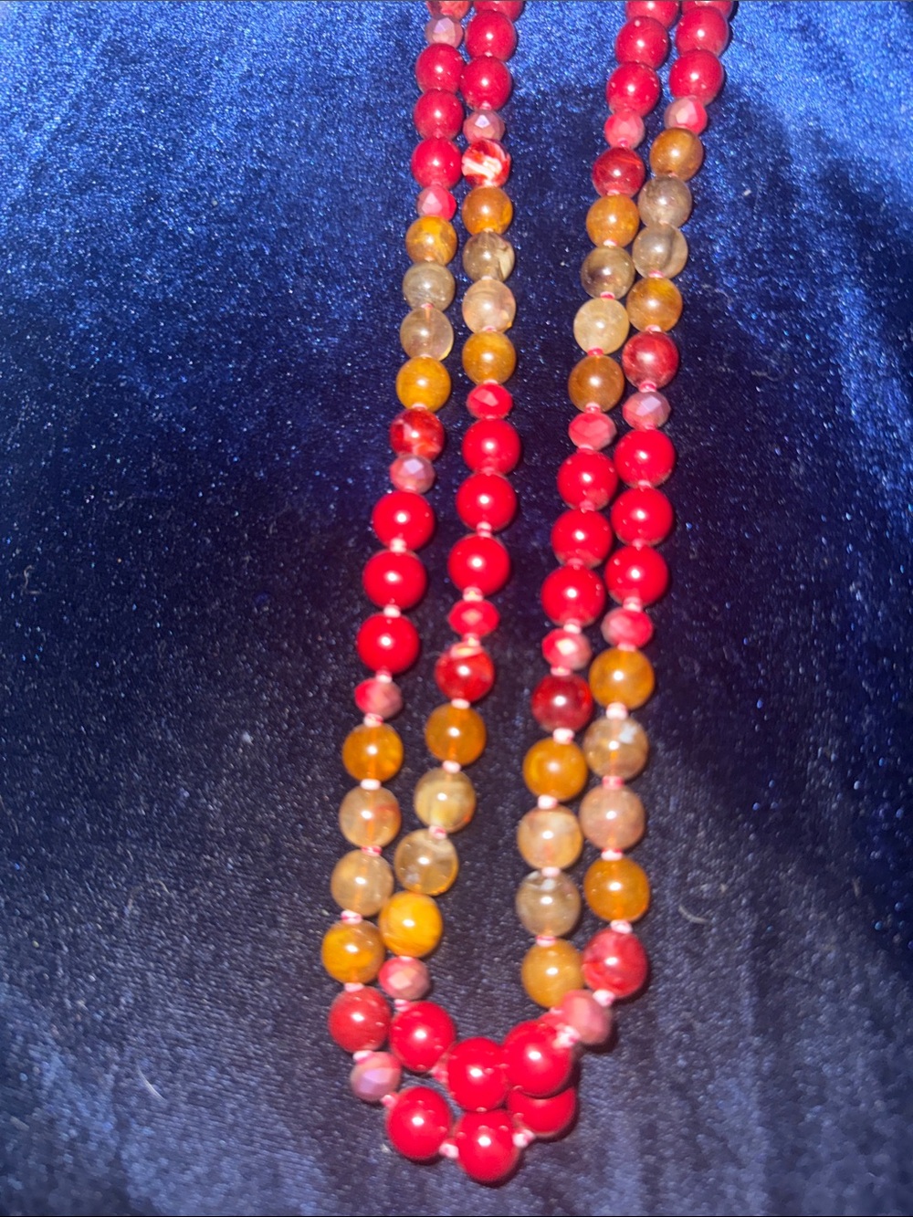 Bold Red and Amber Multi-Strand Beaded Necklace - Women Jewelry